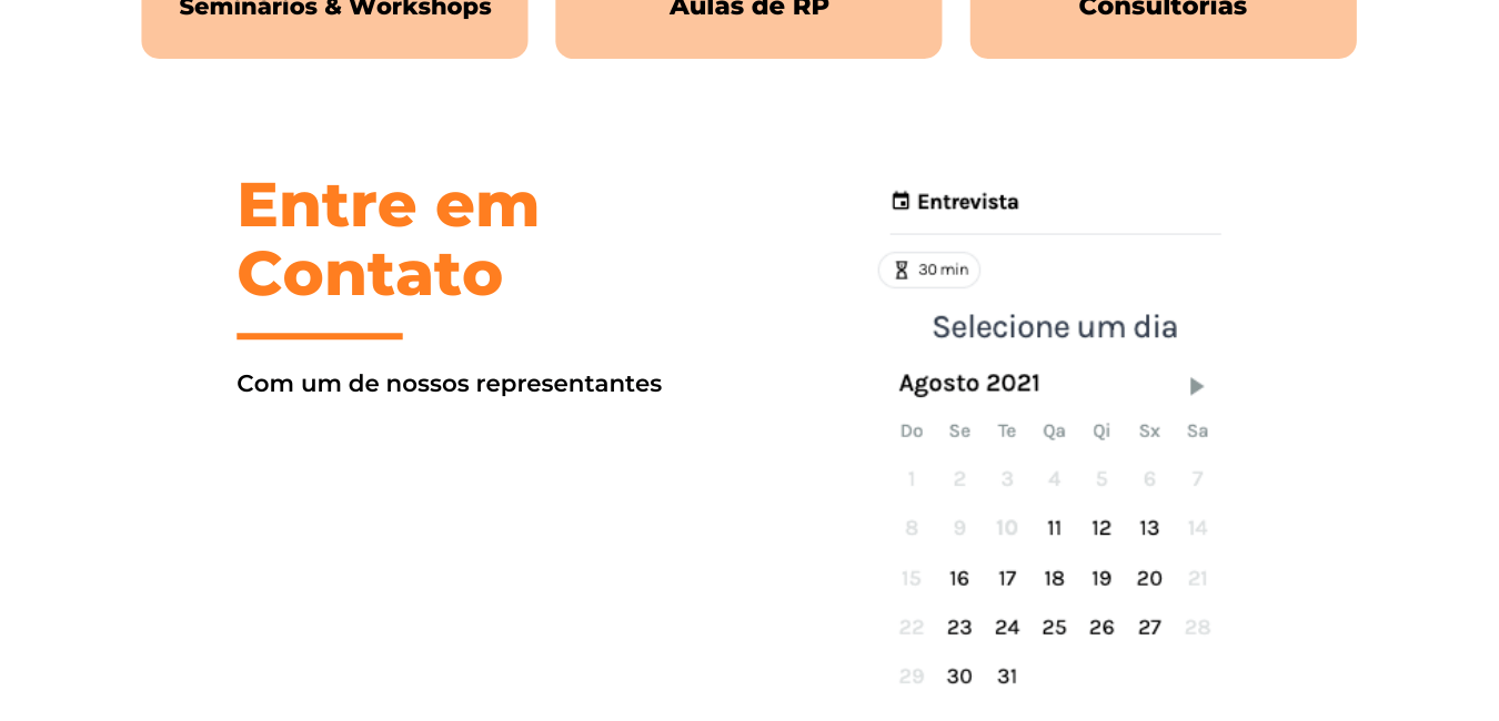 exemplo de página da web kalendme integrada